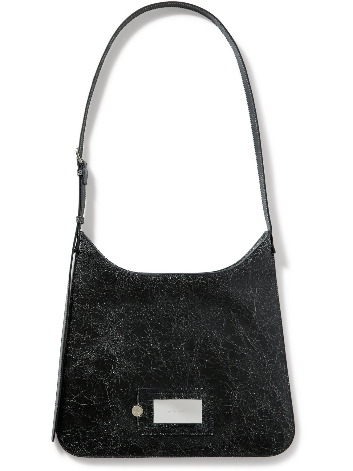 Acne Studios Platt Cracked-leather Messenger Bag In Black