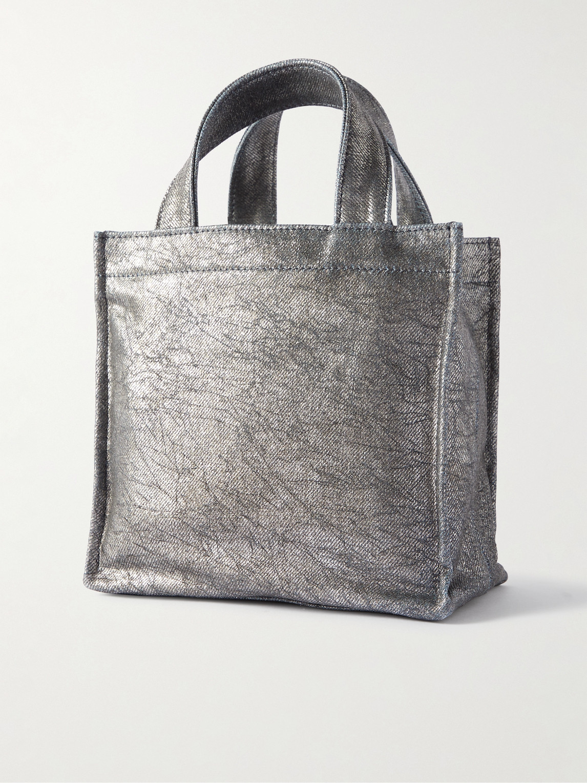 Shop Acne Studios Logo-embossed Metallic Denim Tote Bag In Silver