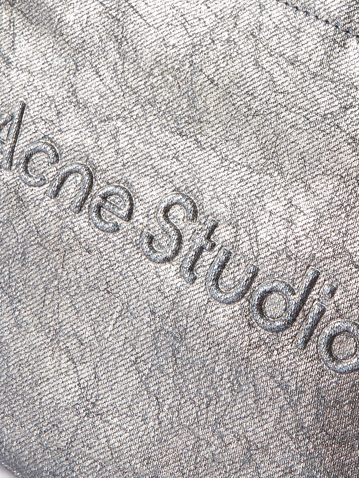 Shop Acne Studios Logo-embossed Metallic Denim Tote Bag In Silver
