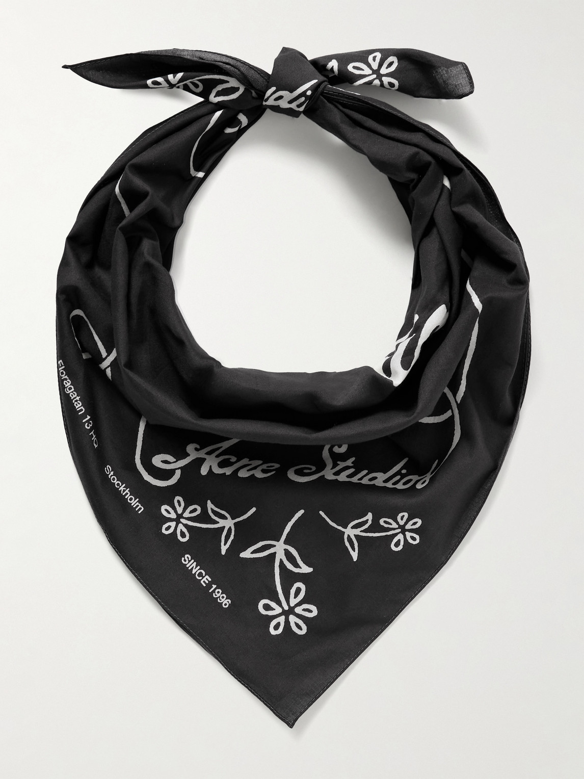 Shop Acne Studios Logo-print Cotton-voile Scarf In Black