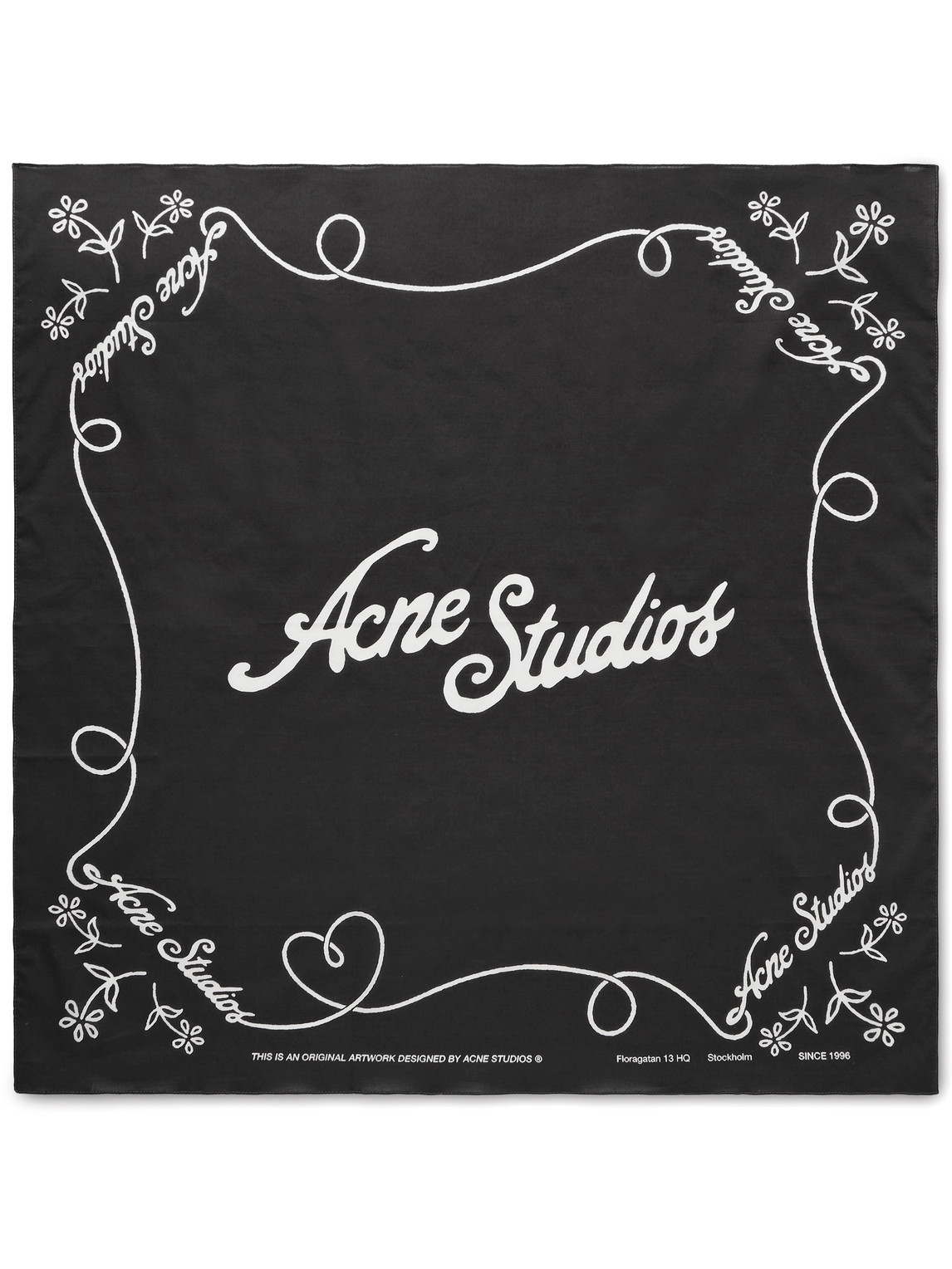 Shop Acne Studios Logo-print Cotton-voile Scarf In Black