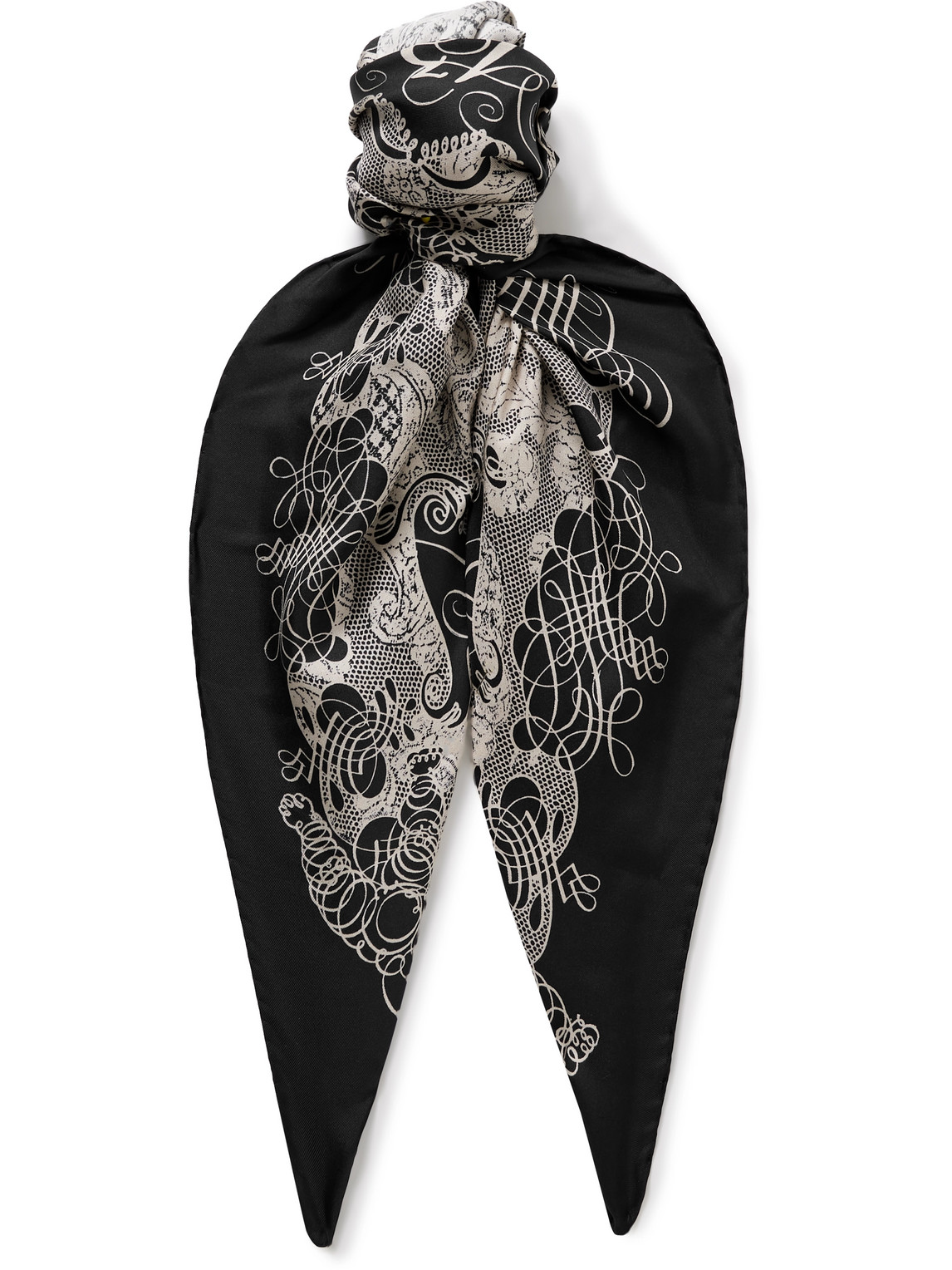 Acne Studios Printed Silk-twill Scarf In Black