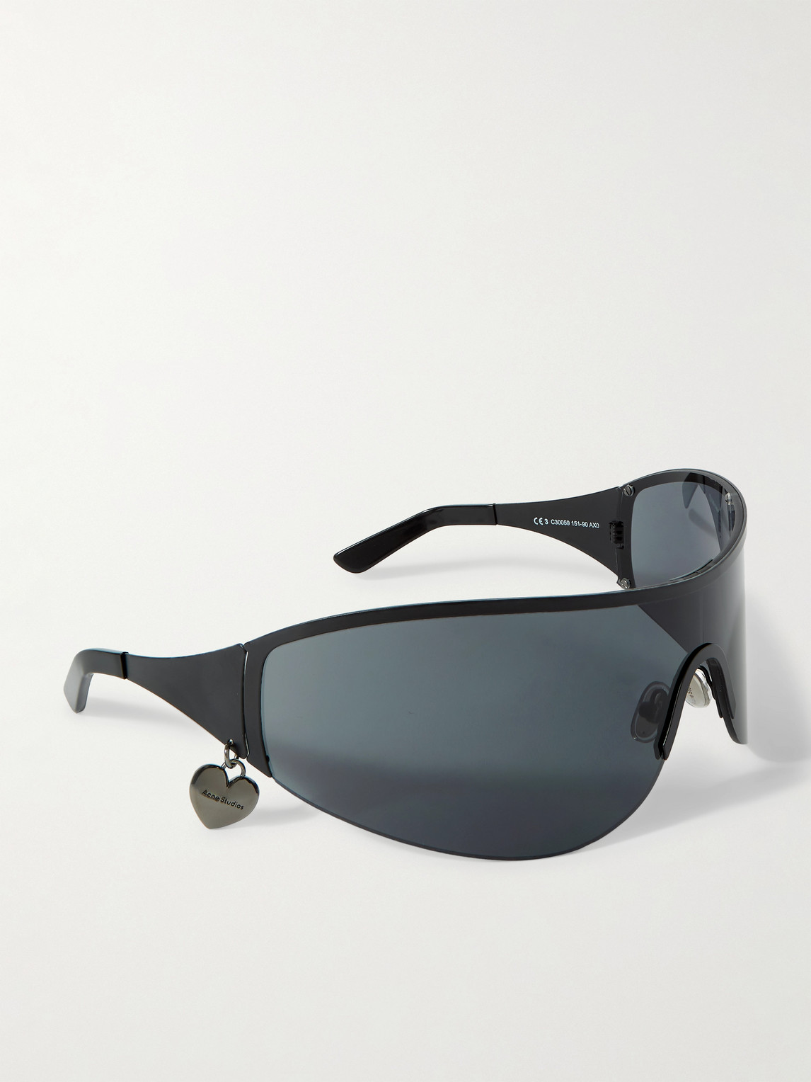 Shop Acne Studios Auggi D-frame Stainless Steel Wrap-around Sunglasses In Black