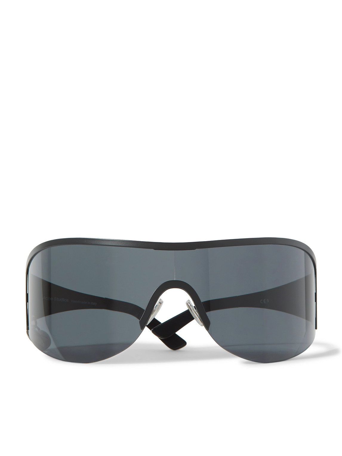 Acne Studios Auggi D-frame Stainless Steel Wrap-around Sunglasses In Black