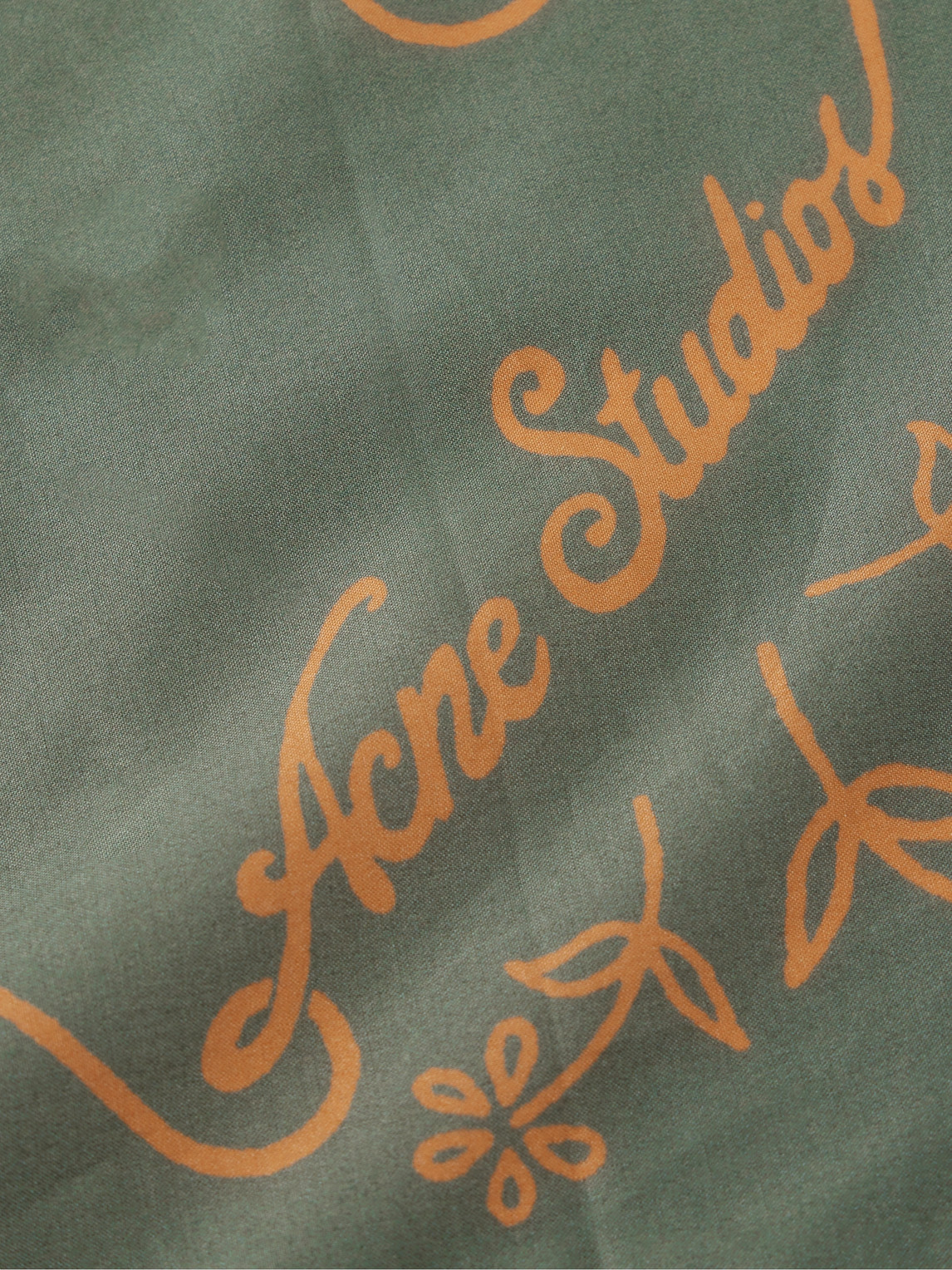 Shop Acne Studios Logo-print Cotton-voile Scarf In Green