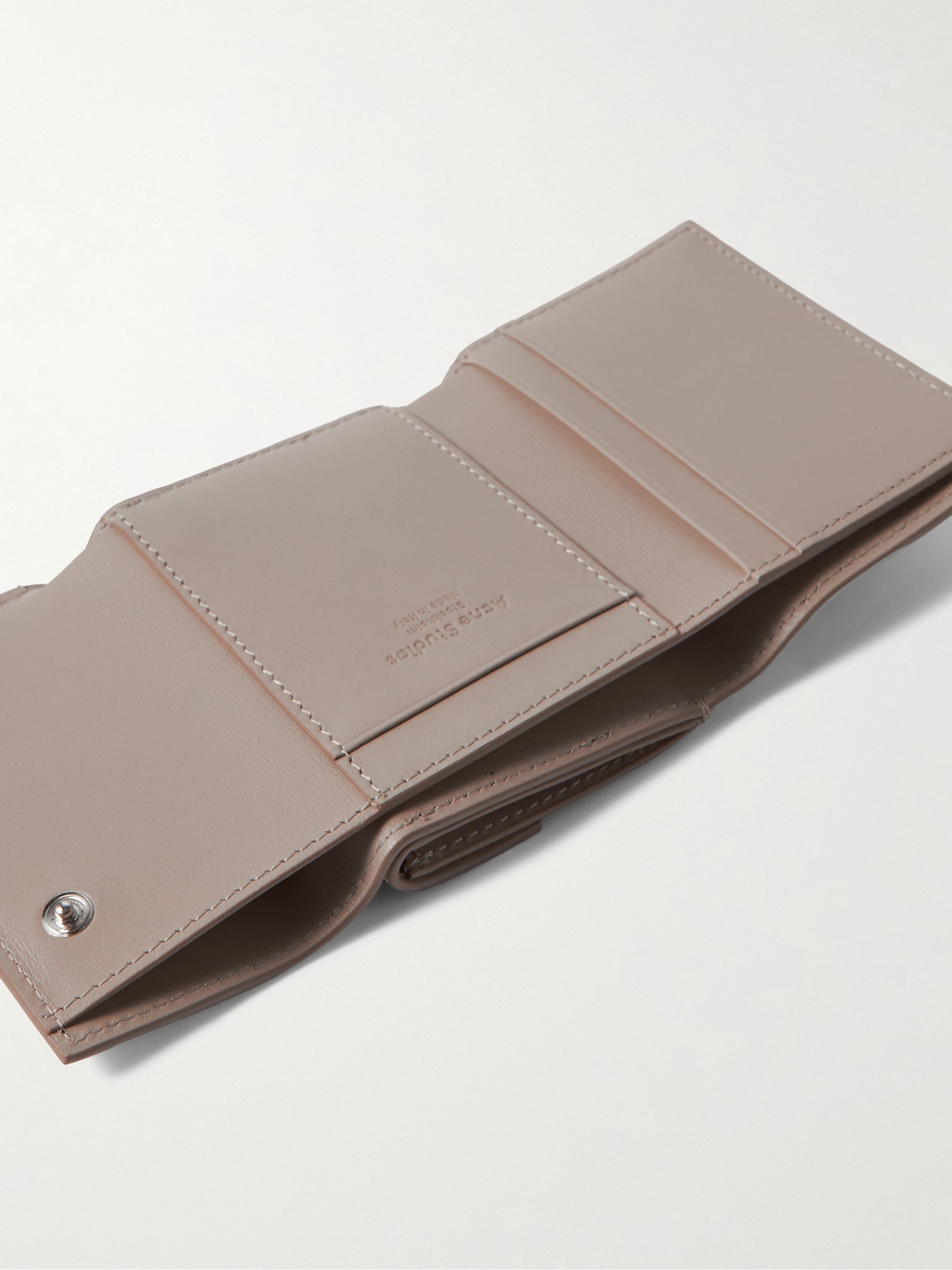 Shop Acne Studios Logo-print Leather Trifold Cardholder In Neutrals