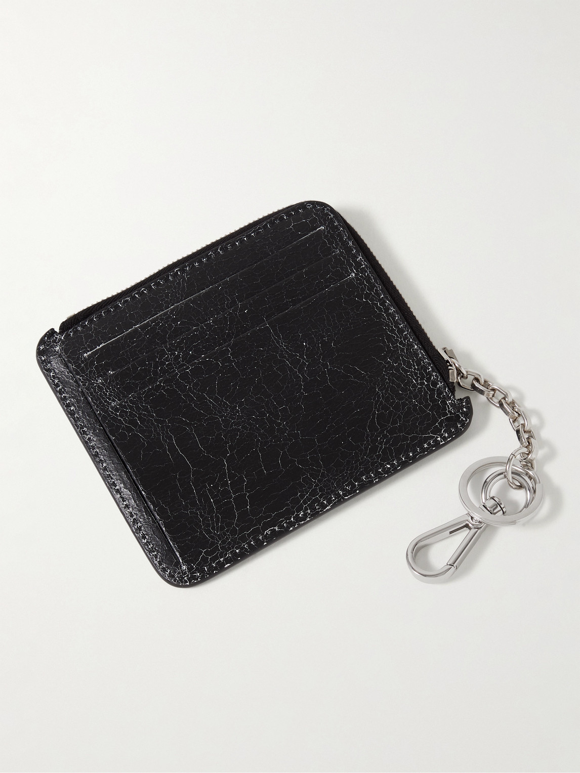 Shop Acne Studios Logo-print Cracked-leather Zip-around Wallet In Black