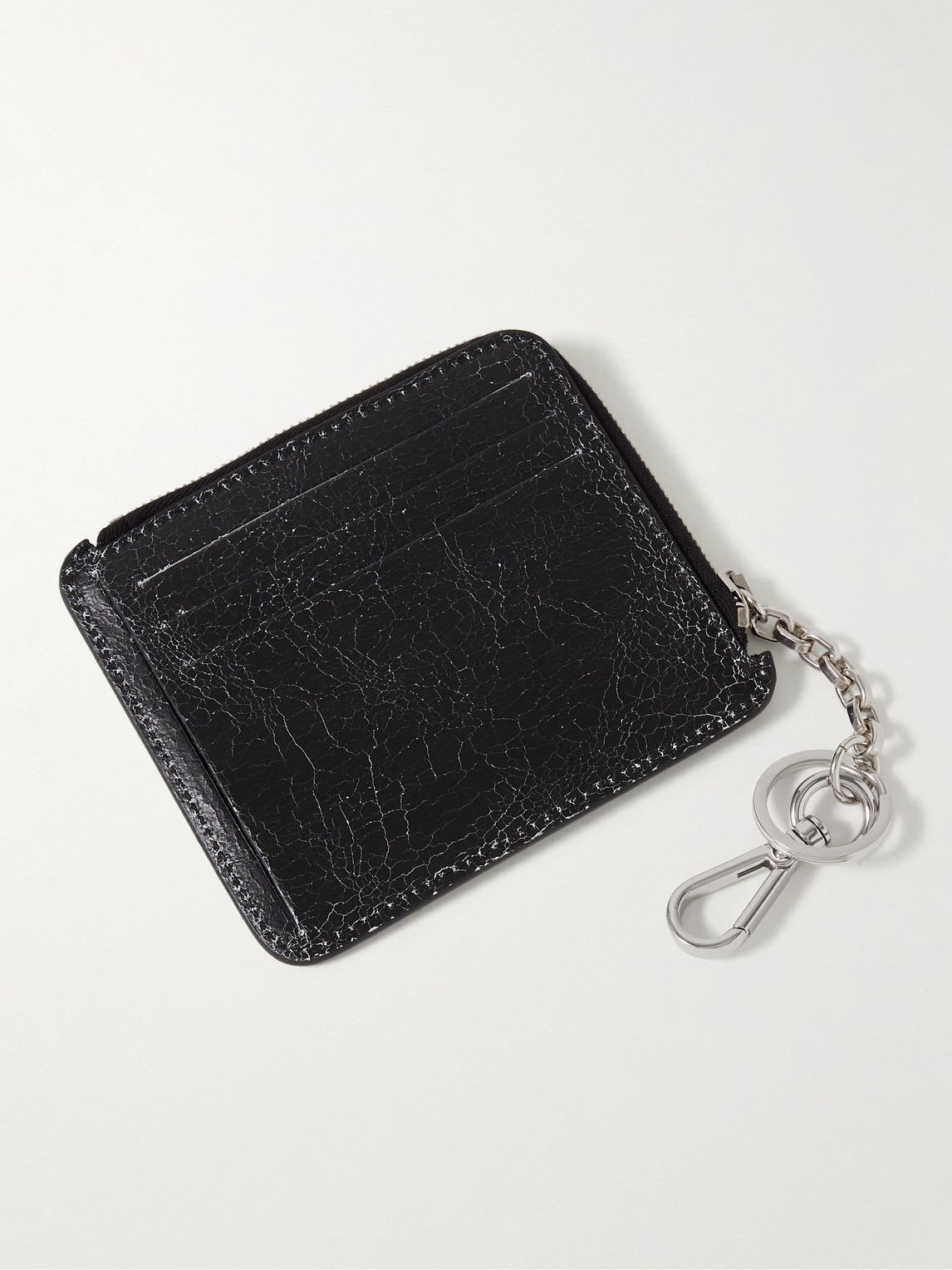 ACNE STUDIOS LOGO-PRINT CRACKED-LEATHER ZIP-AROUND WALLET 