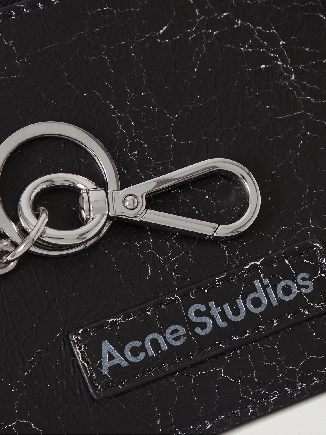 Shop Acne Studios Logo-print Cracked-leather Zip-around Wallet In Black