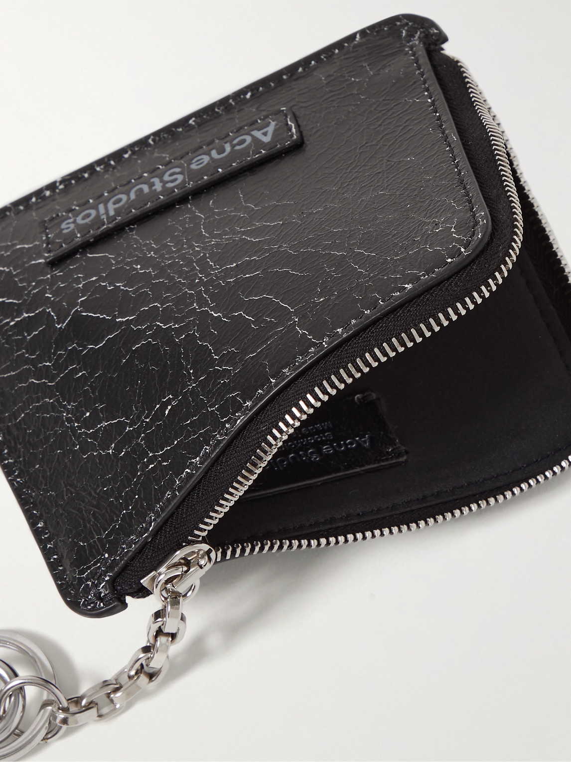 Shop Acne Studios Logo-print Cracked-leather Zip-around Wallet In Black