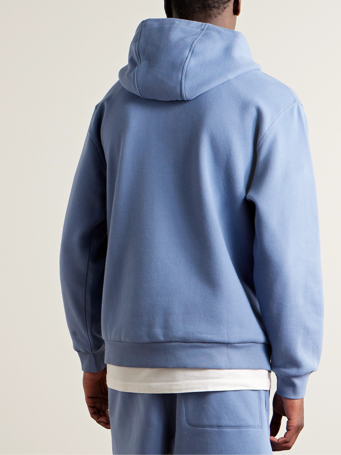 Shop Lululemon Steady State Cotton-blend Jersey Hoodie In Blue