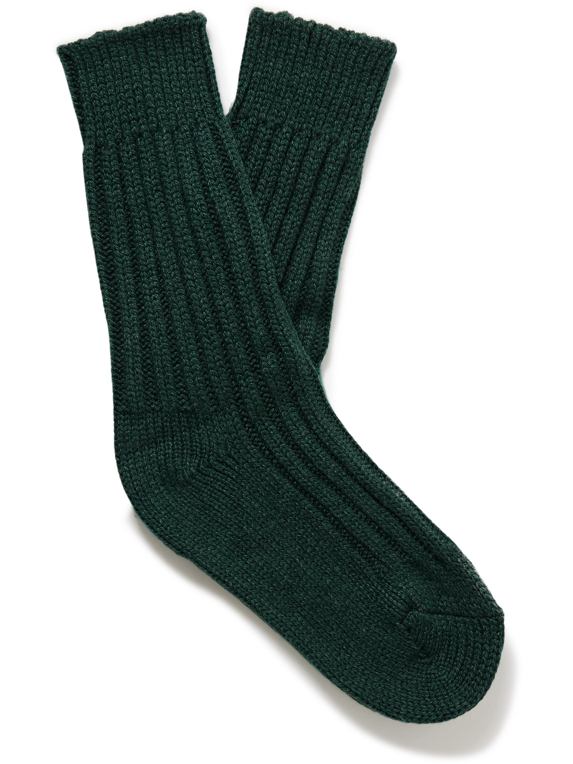 The Elder Statesman Yosemite Ribbed Cashmere Socks In Green