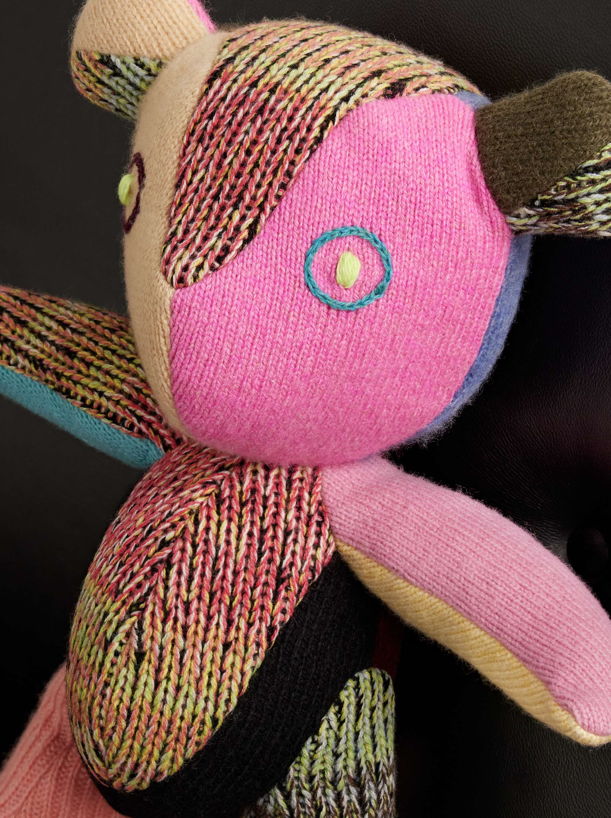 THE ELDER STATESMAN Small Patchwork Cashmere Teddy Bear