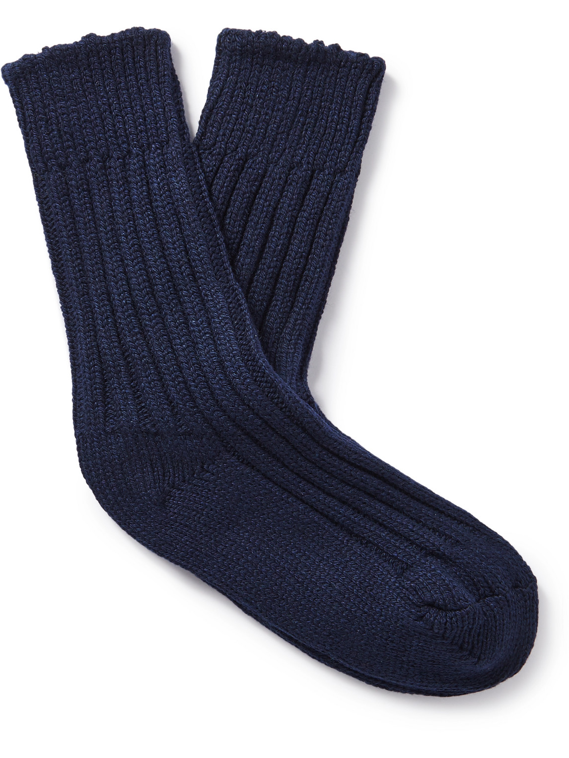 The Elder Statesman Yosemite Ribbed Cashmere Socks In Blue
