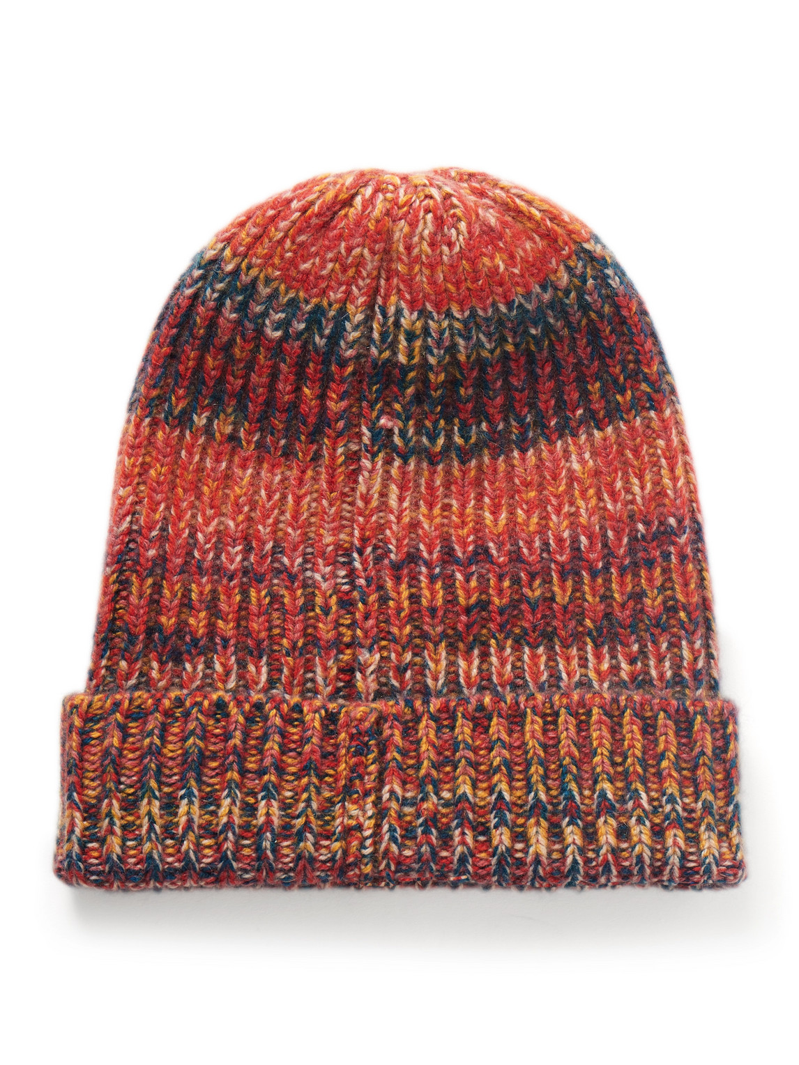 The Elder Statesman Cosmica Ranger Ribbed Cashmere Beanie In Red