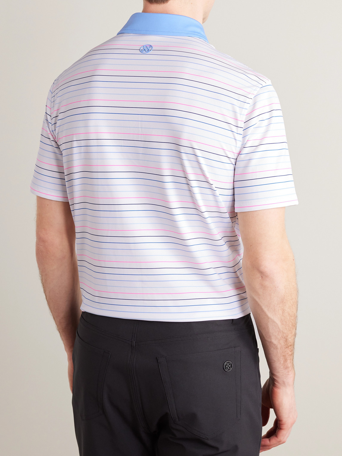 Shop G/fore Striped Tech-jersey Golf Polo Shirt In Blue