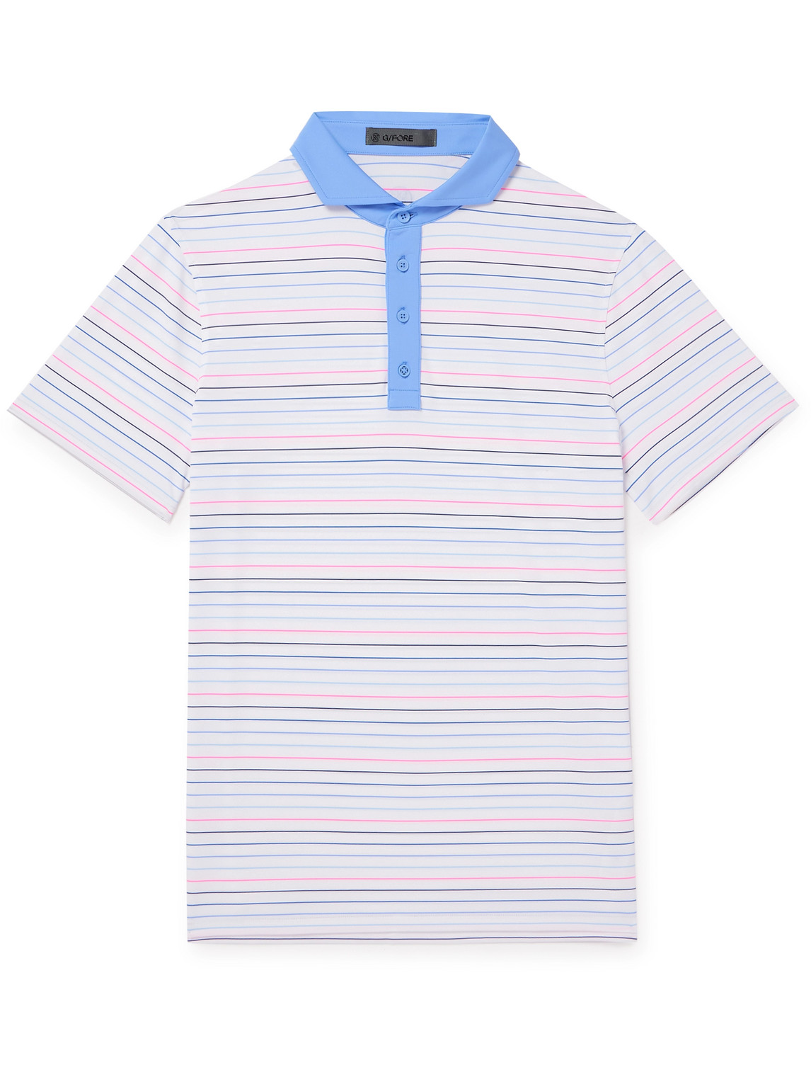 G/fore Striped Tech-jersey Golf Polo Shirt In Blue