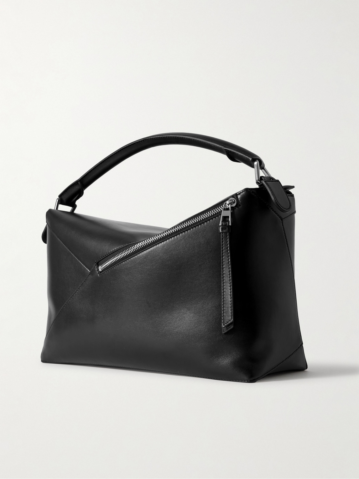 Shop Loewe Puzzle Edge Logo-debossed Leather Messenger Bag In Black