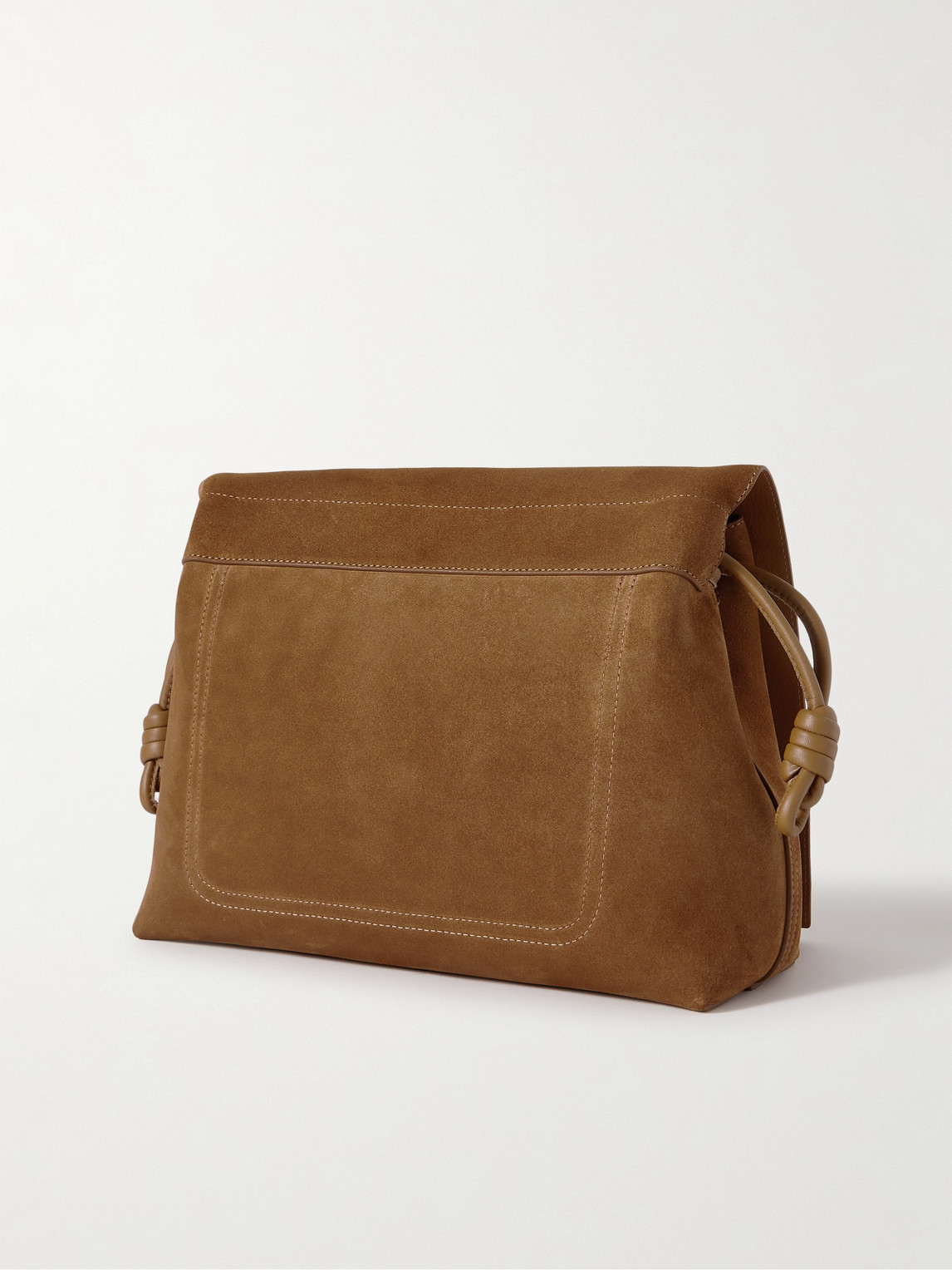 Shop Loewe Flamenco Leather-trimmed Suede Messenger Bag In Neutrals