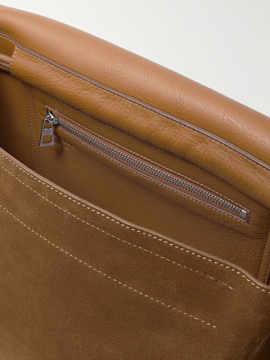 Loewe Flamenco Leather-trimmed Suede Messenger Bag In Neutrals