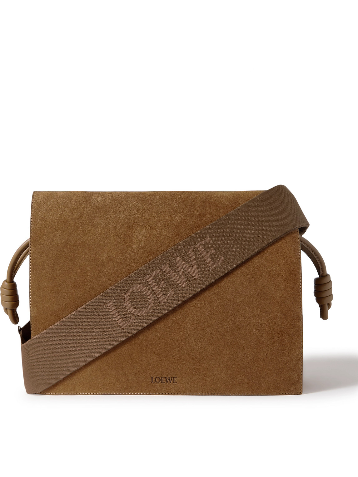 Loewe Flamenco Leather-trimmed Suede Messenger Bag In Brown
