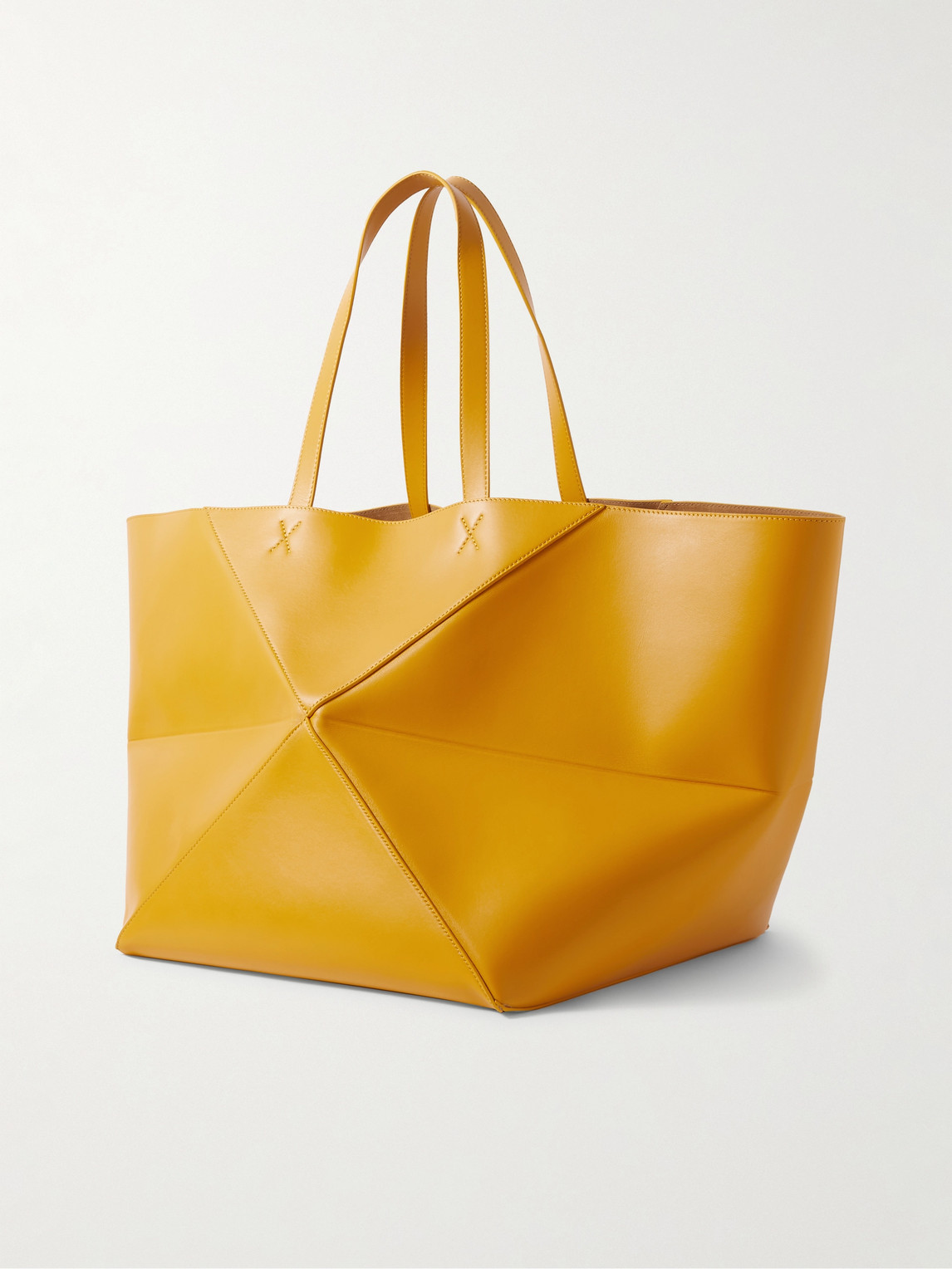 Shop Loewe Puzzle Fold Extra-large Panelled Leather Tote Bag In Yellow