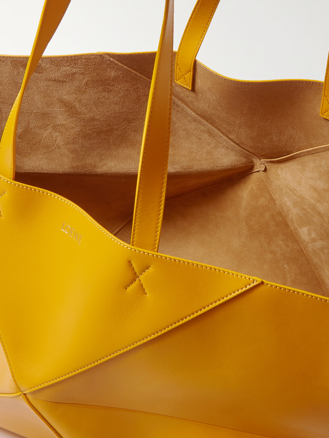 Shop Loewe Puzzle Fold Extra-large Panelled Leather Tote Bag In Yellow