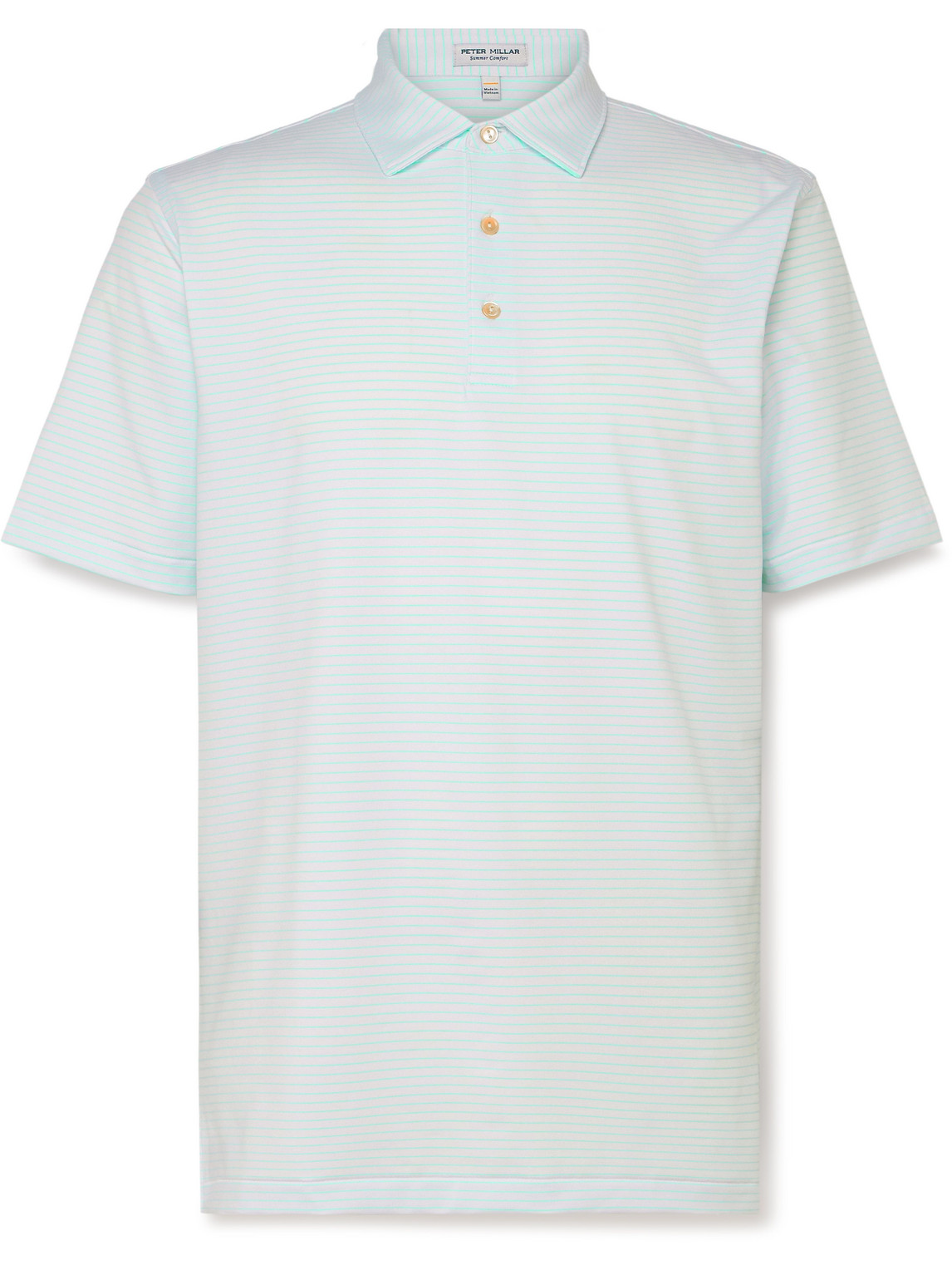 Peter Millar Hemlock Striped Tech-jersey Golf Polo Shirt In White