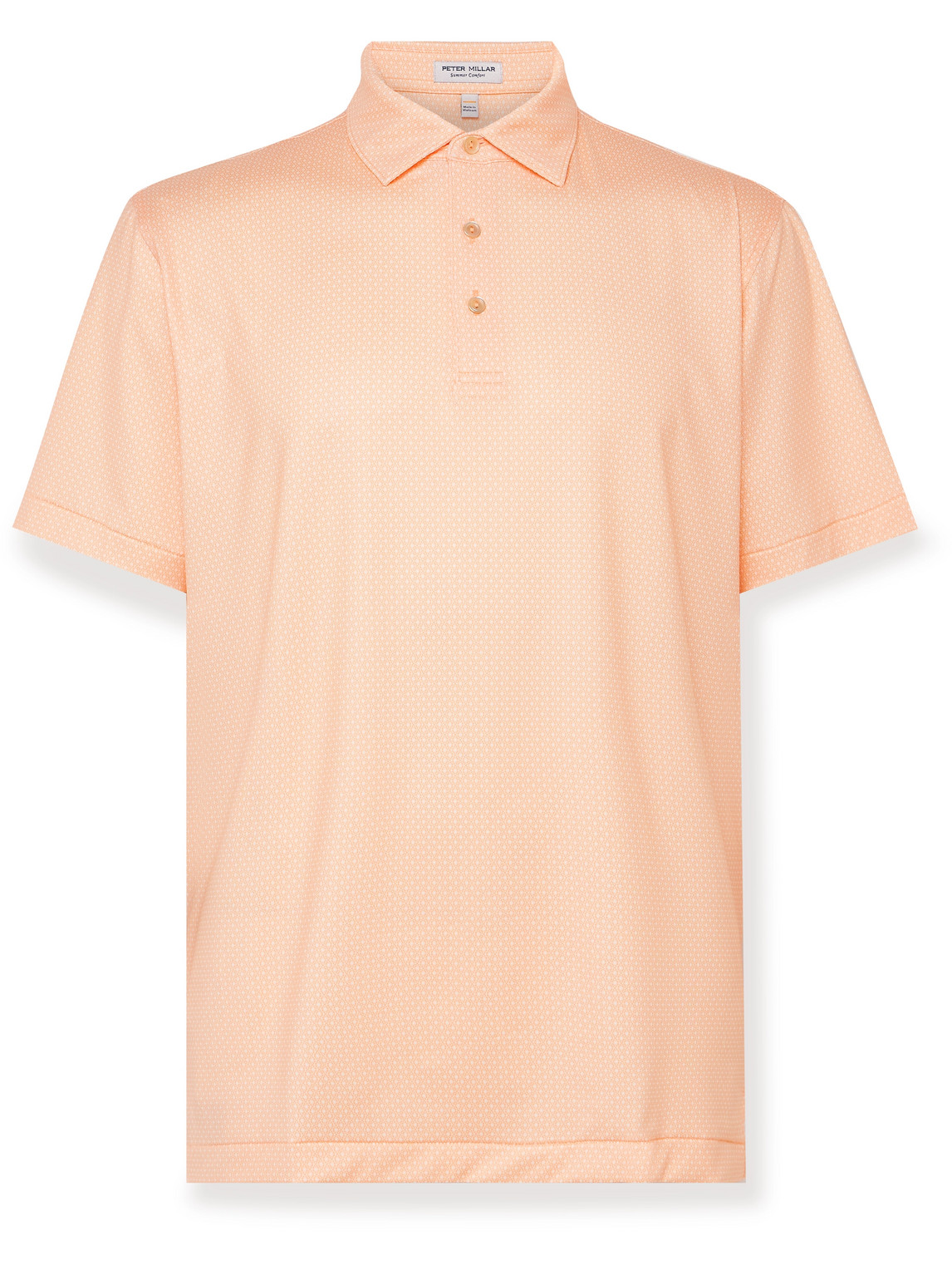 Peter Millar Tesseract Printed Tech-jersey Polo Shirt In Orange