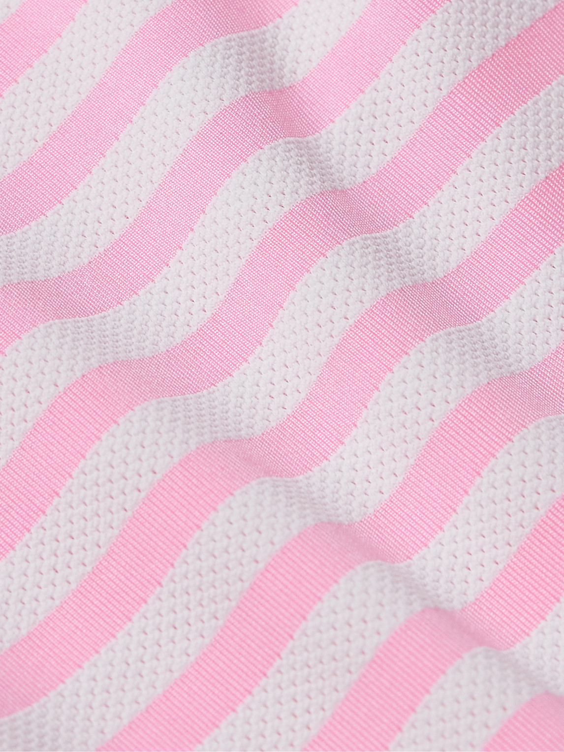 Shop G/fore Striped Perforated Tech-jersey Polo Shirt In Pink