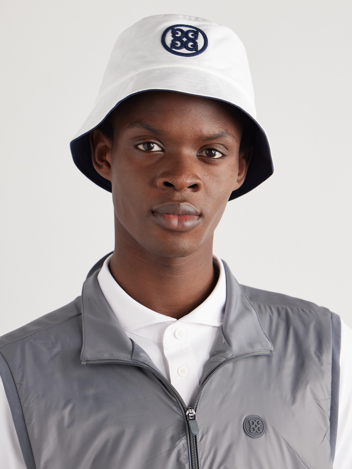 Shop G/fore Reversible Logo-embroidered Cotton-twill Golf Bucket Hat In White