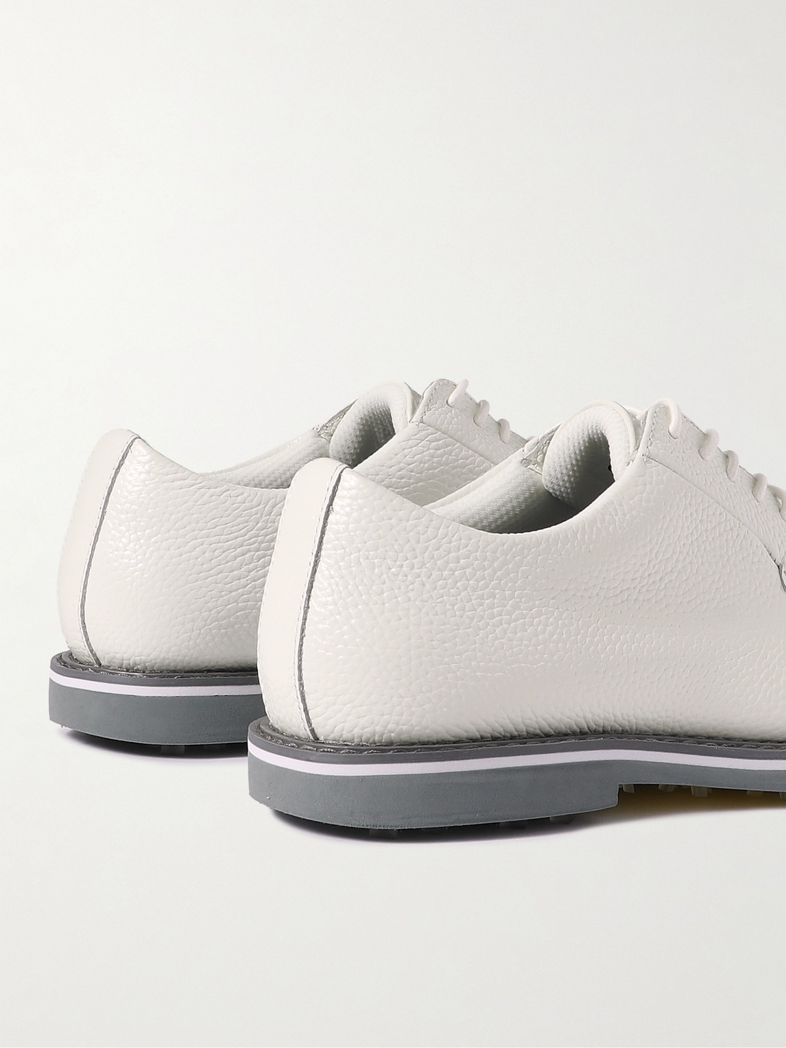 Shop G/fore Gallivanter Pebble-grain Leather Golf Shoes In White
