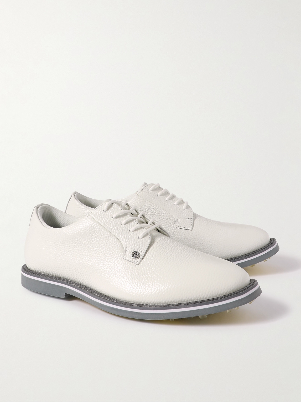 Shop G/fore Gallivanter Pebble-grain Leather Golf Shoes In White