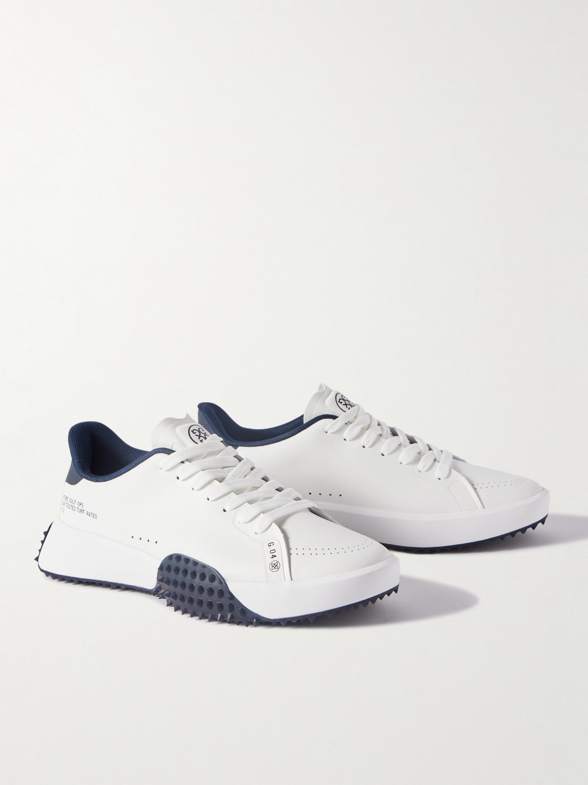 Shop G/fore G.112 Printed Two-tone Faux Leather Golf Sneakers In White