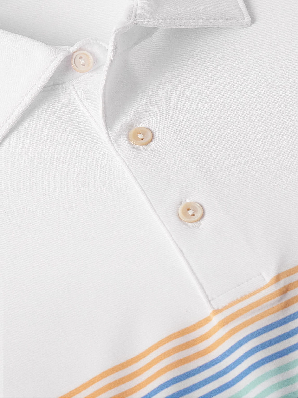 Shop Peter Millar Windham Striped Tech-jersey Golf Polo Shirt In White