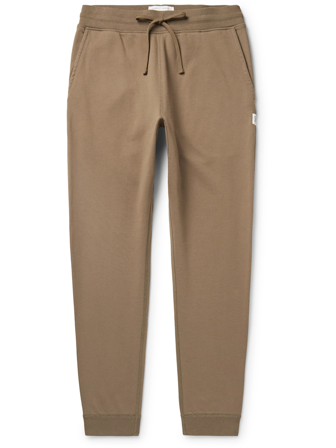 Reigning Champ Tapered Logo-appliquéd Cotton-jersey Sweatpants In Brown