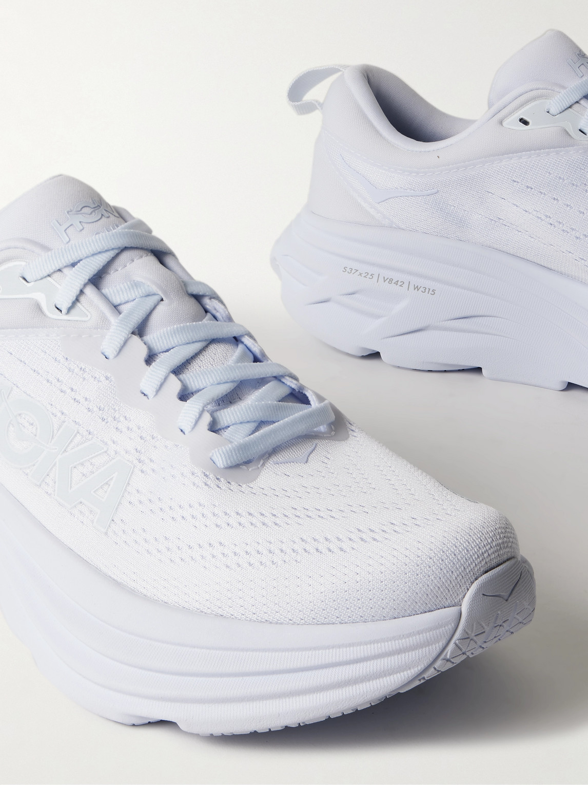 Shop Hoka One One Bondi 8 Rubber-trimmed Mesh Running Sneakers In White