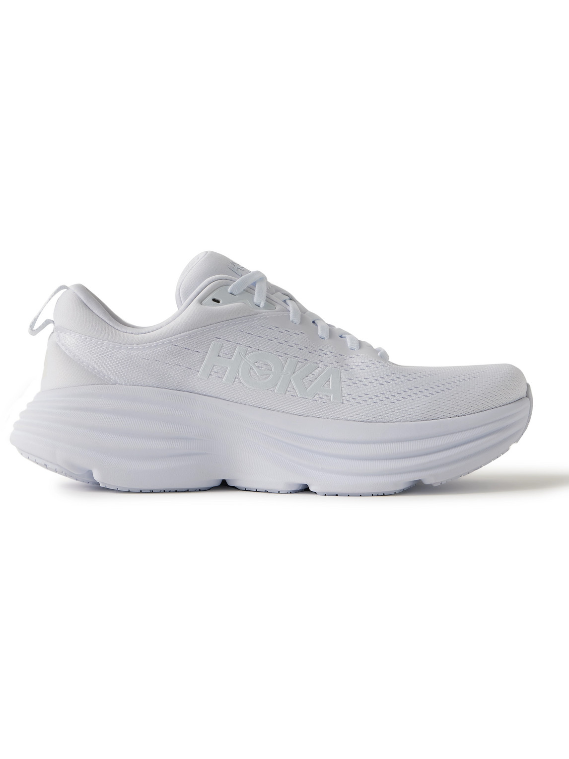 Hoka One One Bondi 8 Rubber-trimmed Mesh Running Sneakers In White