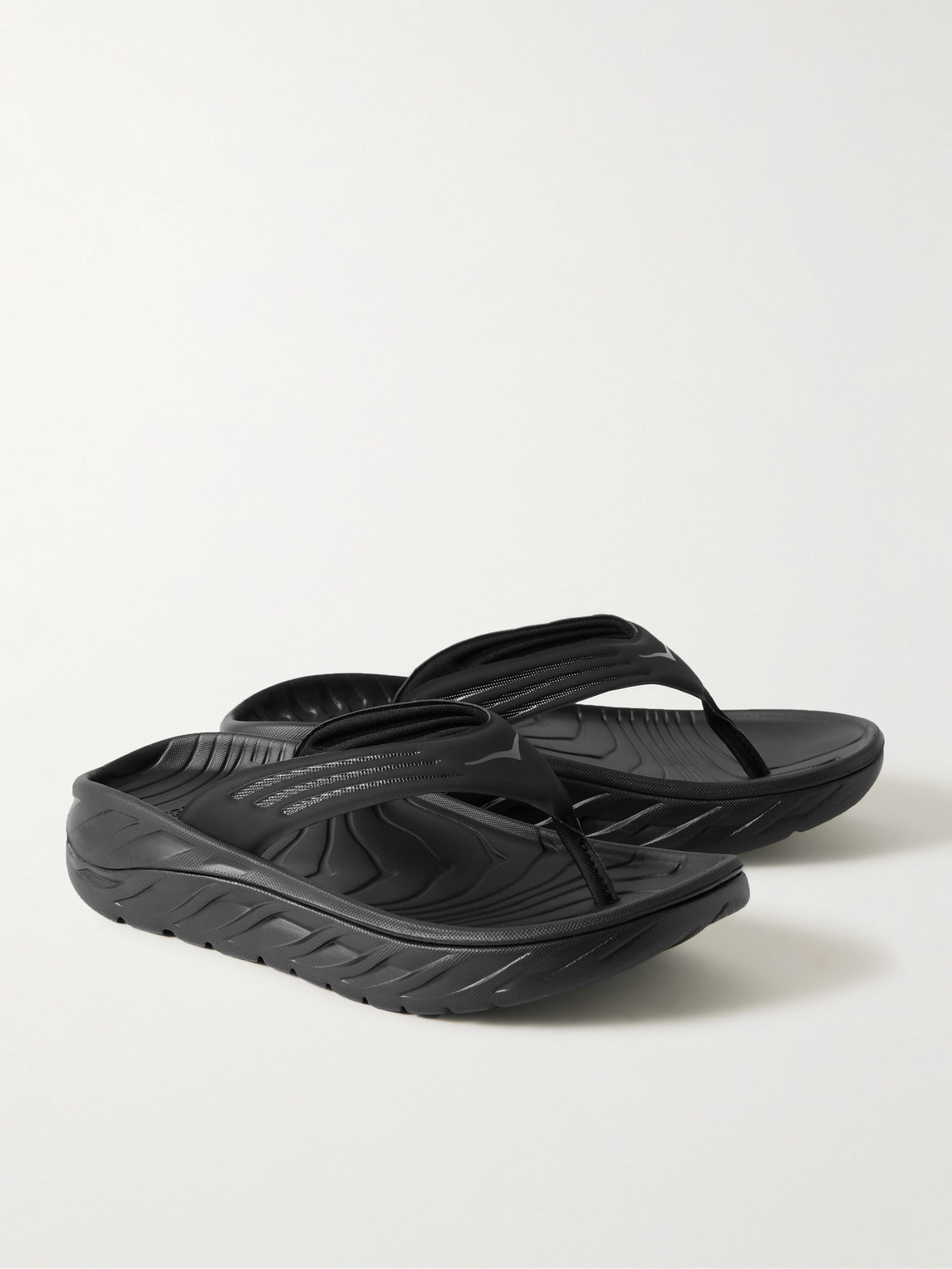 Shop Hoka One One Ora Recovery Rubber Flip Flops In Black