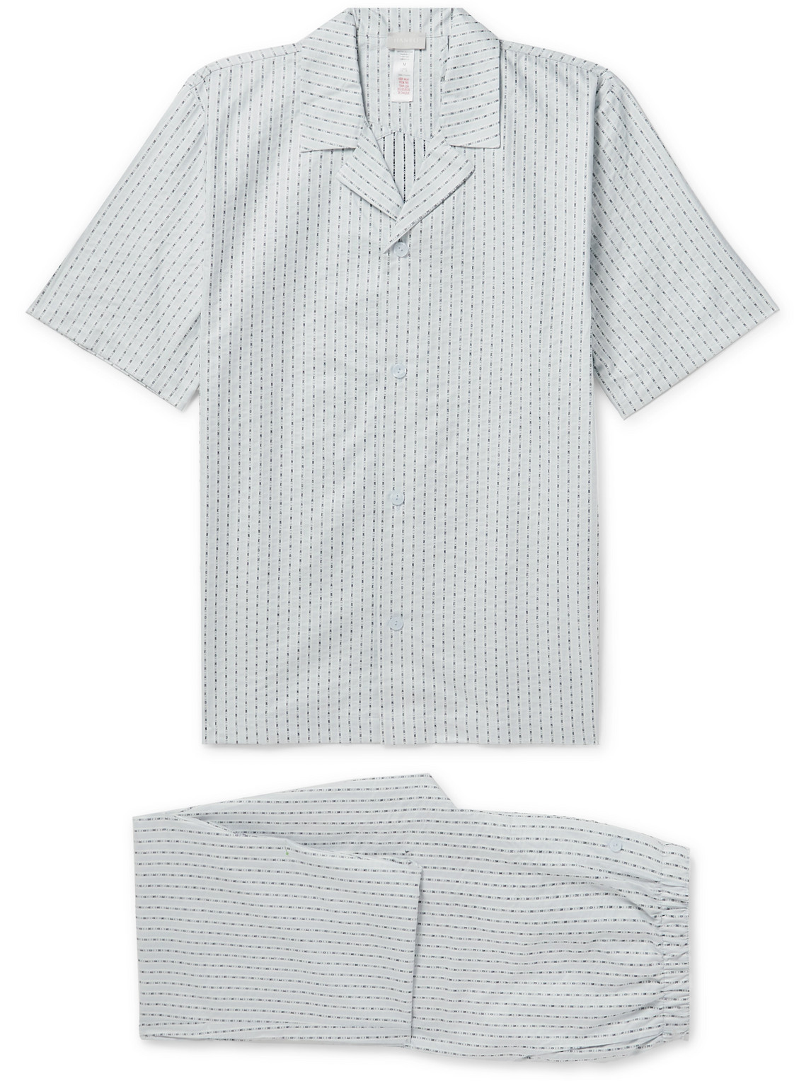 Hanro Carl Logo-jacquard Striped Mercerised Cotton-poplin Pyjama Set In Blue