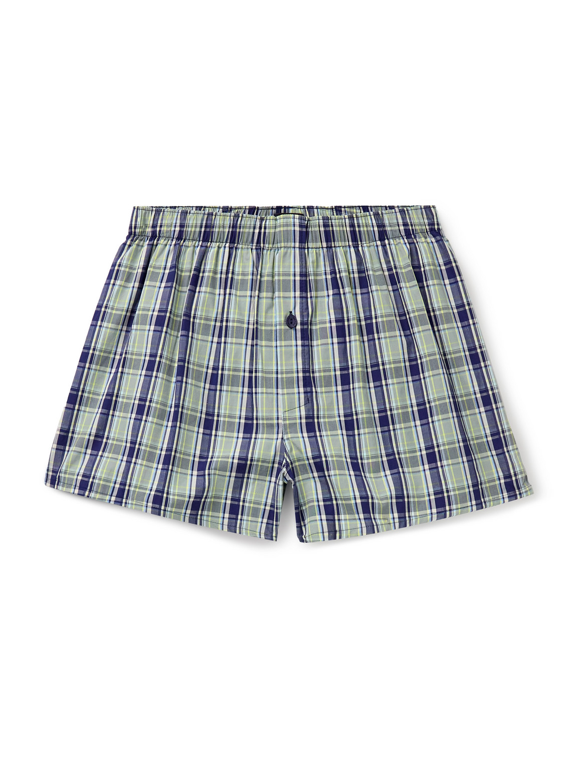 Hanro Fancy Checked Cotton Boxer Shorts In Blue