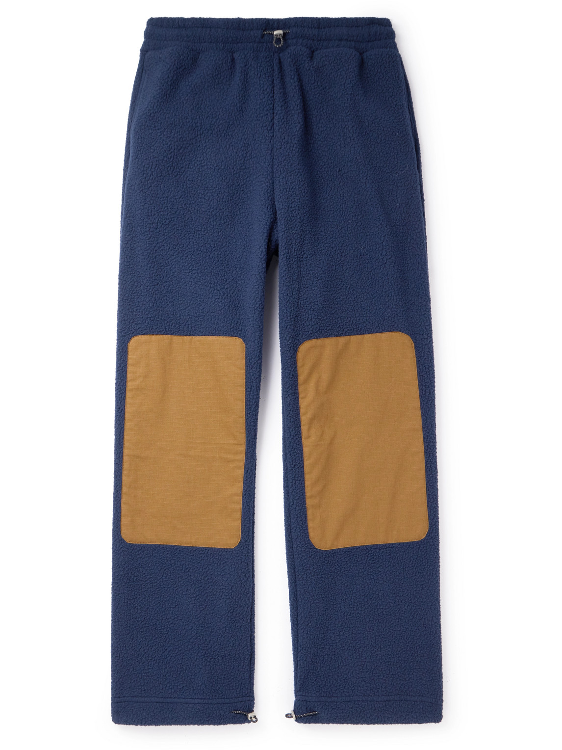 Cherry Los Angeles Straight-leg Ripstop-trimmed Fleece Trousers In Blue