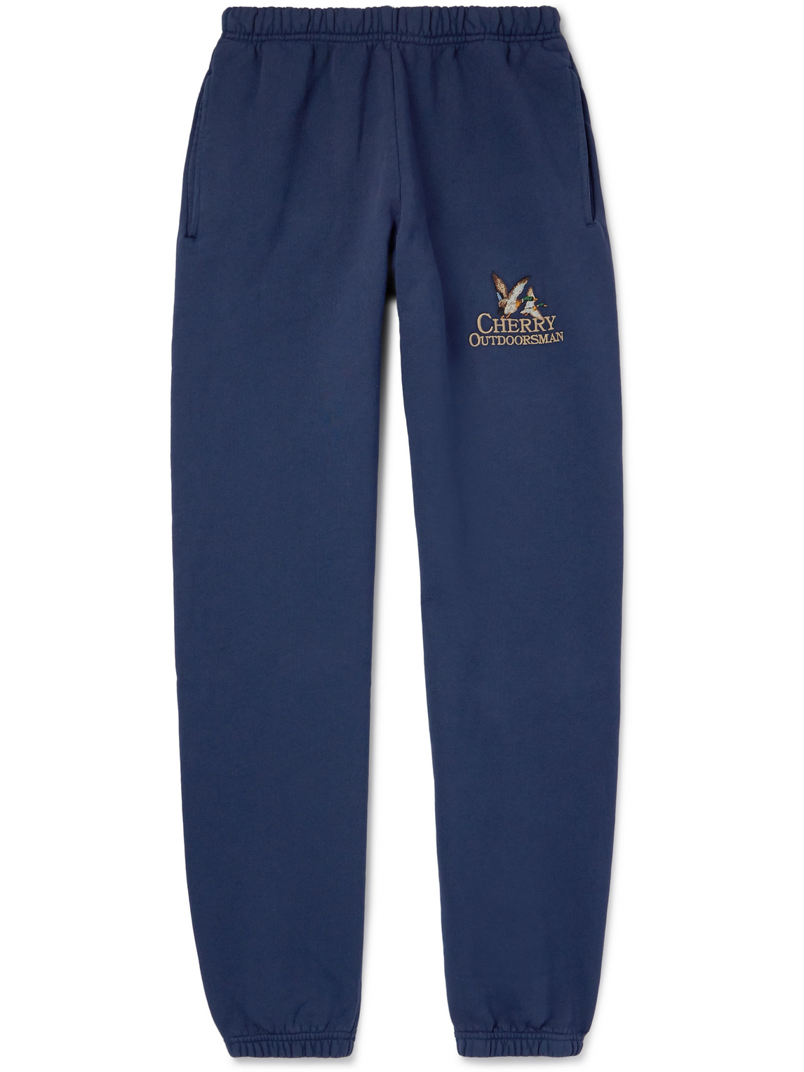 Cherry Los Angeles Tapered Logo-embroidered Cotton-jersey Sweatpants In Blue