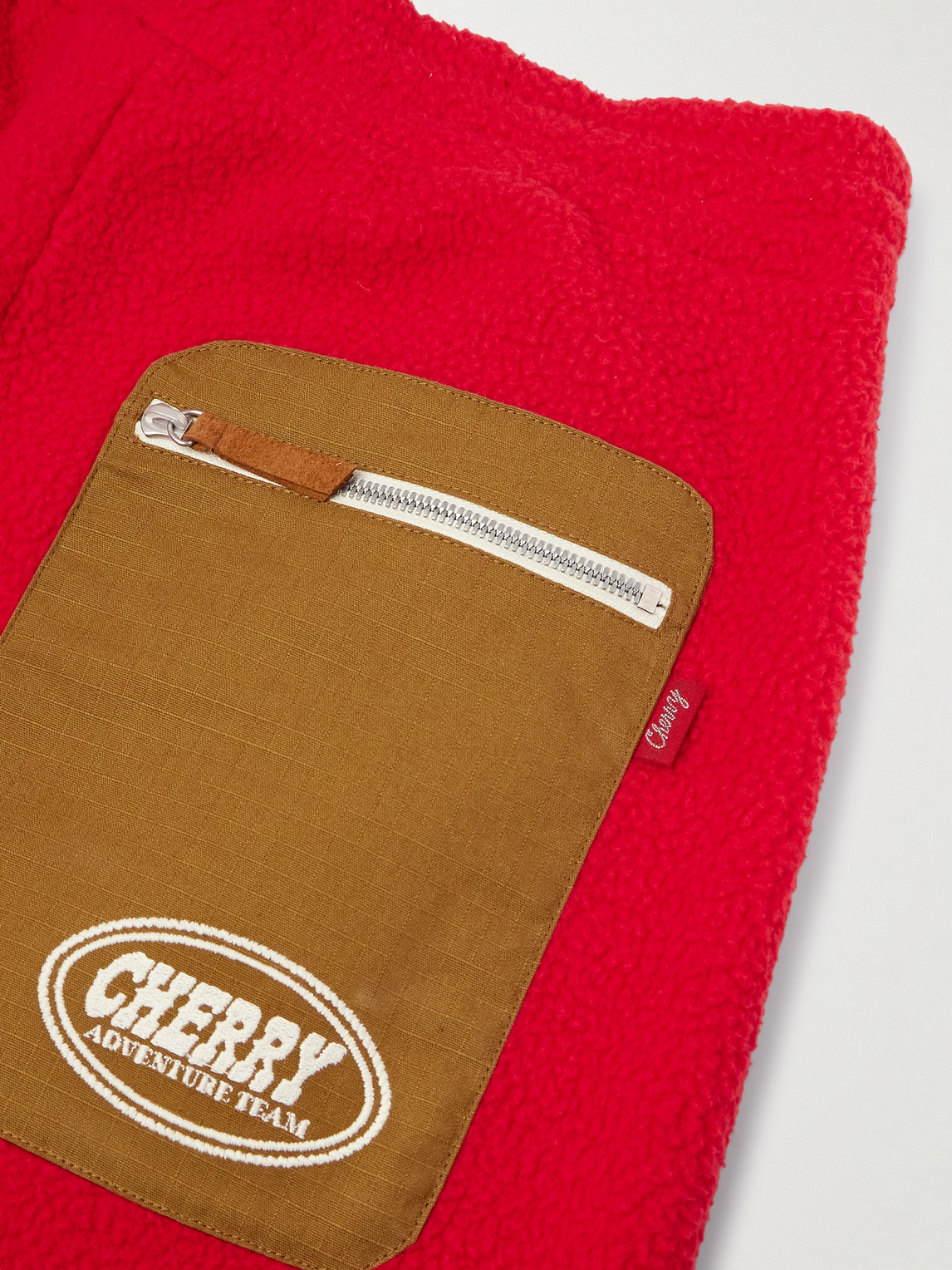 Shop Cherry Los Angeles Straight-leg Ripstop-trimmed Fleece Trousers In Red