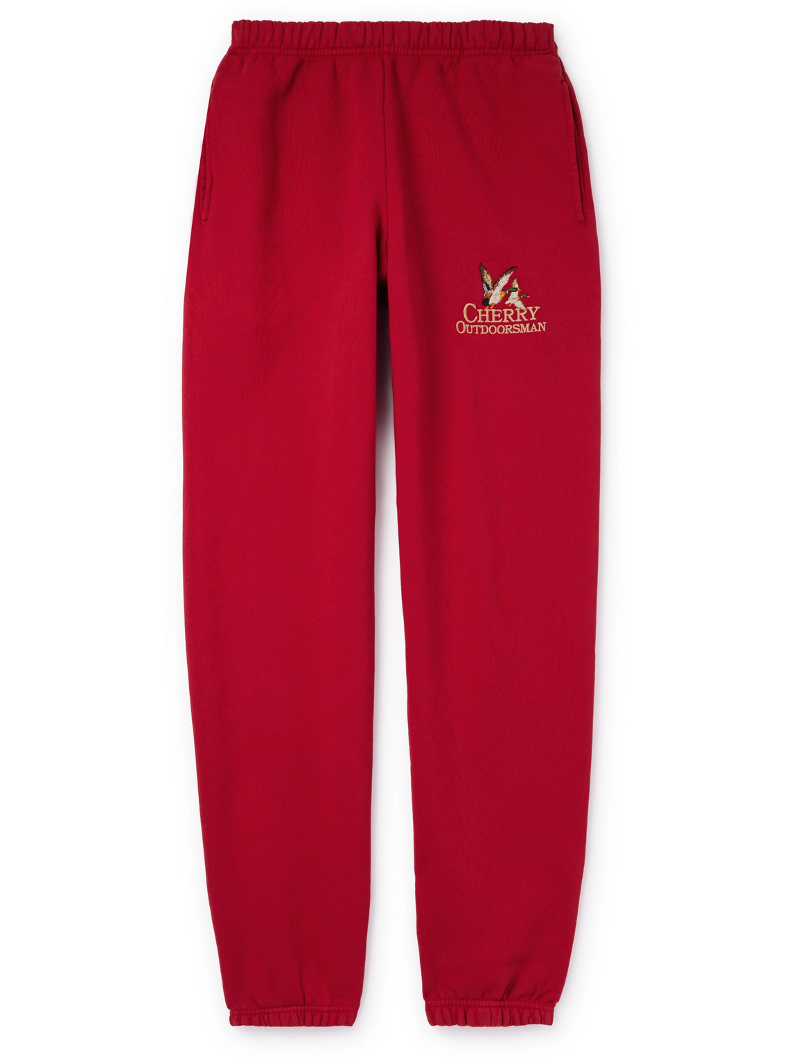 Cherry Los Angeles Straight-leg Logo-embroidered Cotton-jersey Sweatpants In Red