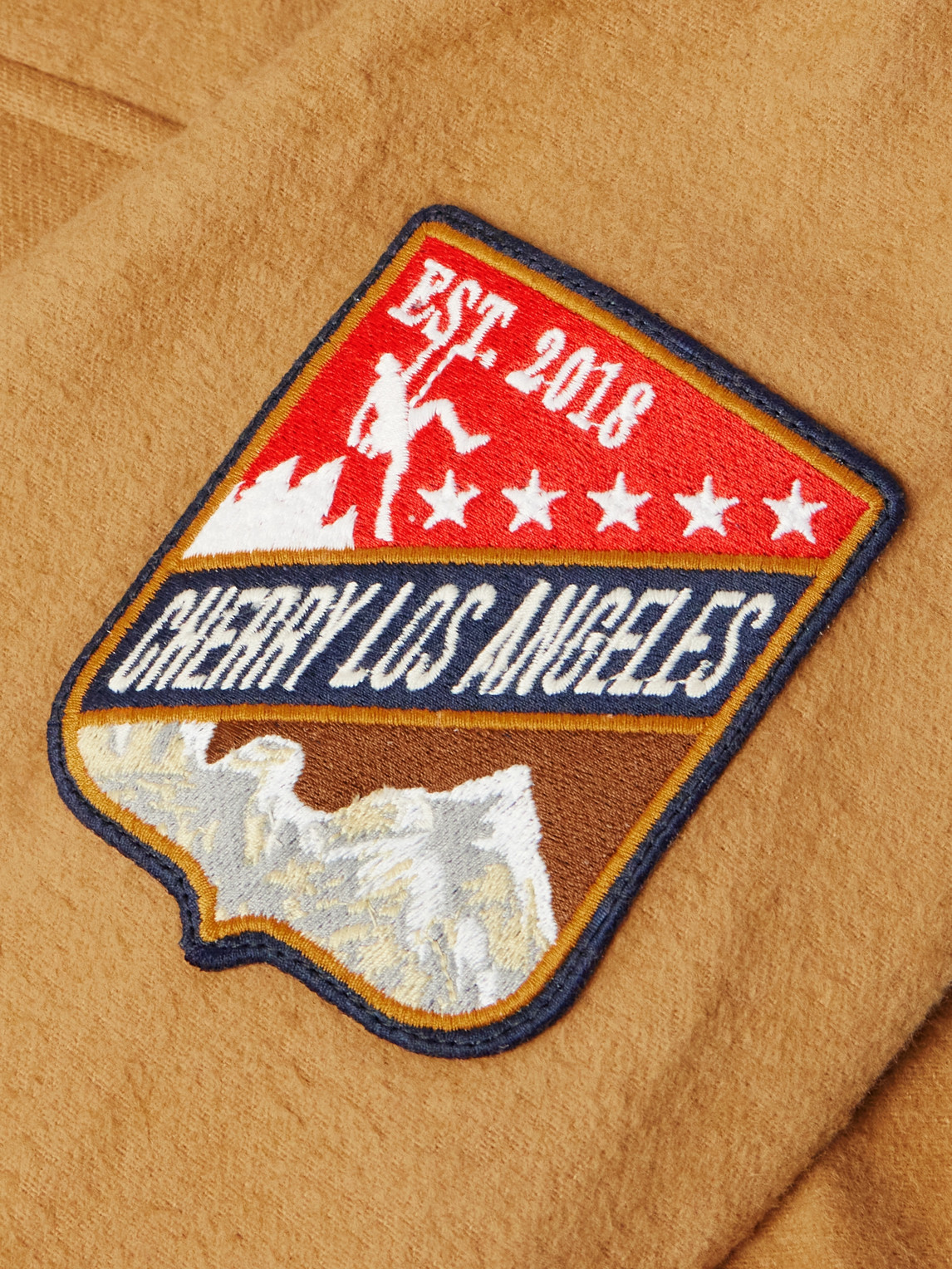 Shop Cherry Los Angeles Logo-appliquéd Brushed-cotton Shirt In Neutrals