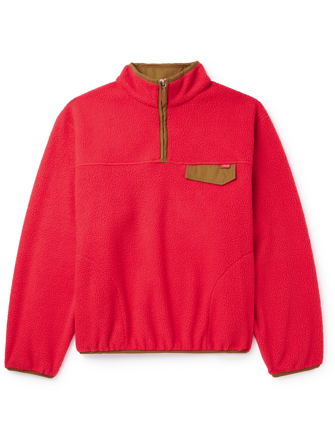 Cherry Los Angeles Ripstop-trimmed Fleece Half-zip Jacket In Red