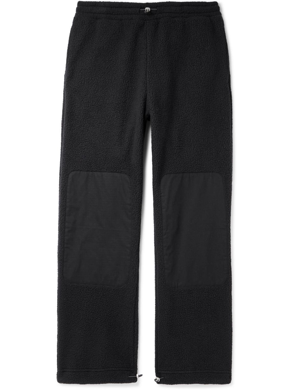 Cherry Los Angeles Straight-leg Ripstop-trimmed Fleece Trousers In Black