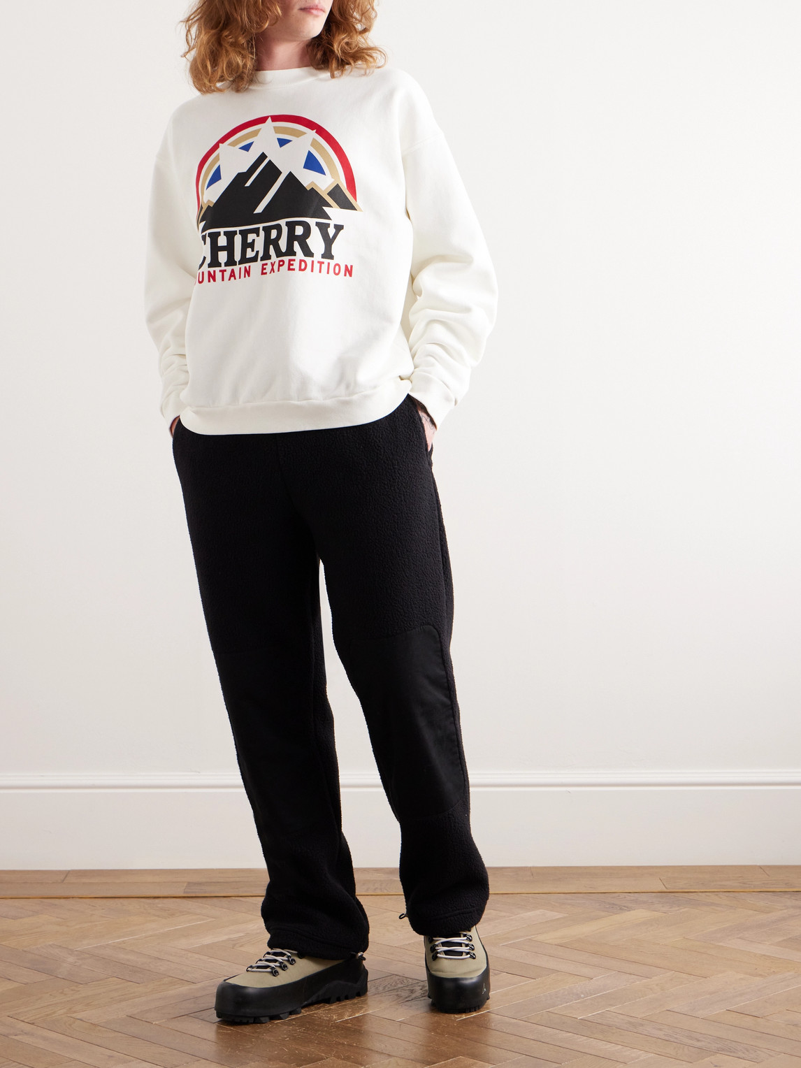 Shop Cherry Los Angeles Mountain Expedition Logo-print Cotton-jersey Sweatshirt In White