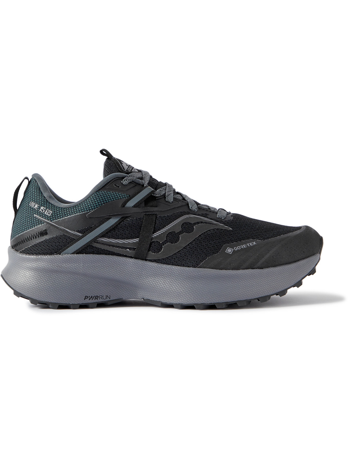 Saucony Ride 15 Rubber-trimmed Gore-tex® Mesh Trail Trainers In Black